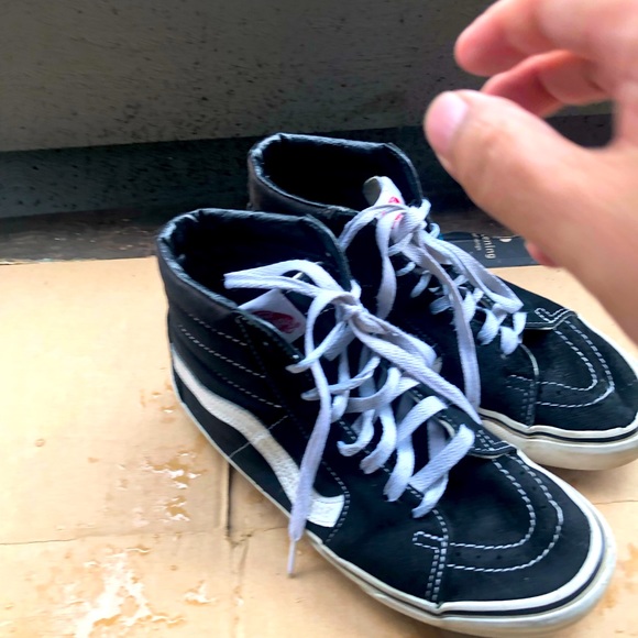 Vans Off The Wall 721454  Unisex’s Black Suede Hi High Top Black Shoes SZ M6,W8 - Picture 1 of 12